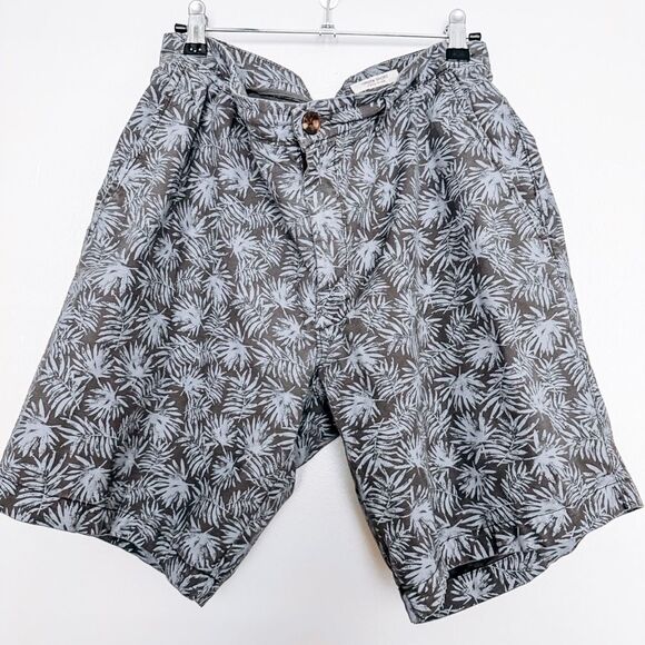 Goodfellow Blue and Grey Palm Tree Print Linden Short Size 36 - Picture 2 of 6